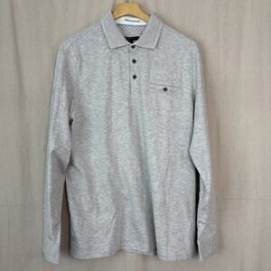 Mark Law Mens Minimalist Neutral Preppy Long Sleeve Polo Size XL Everyday Casual